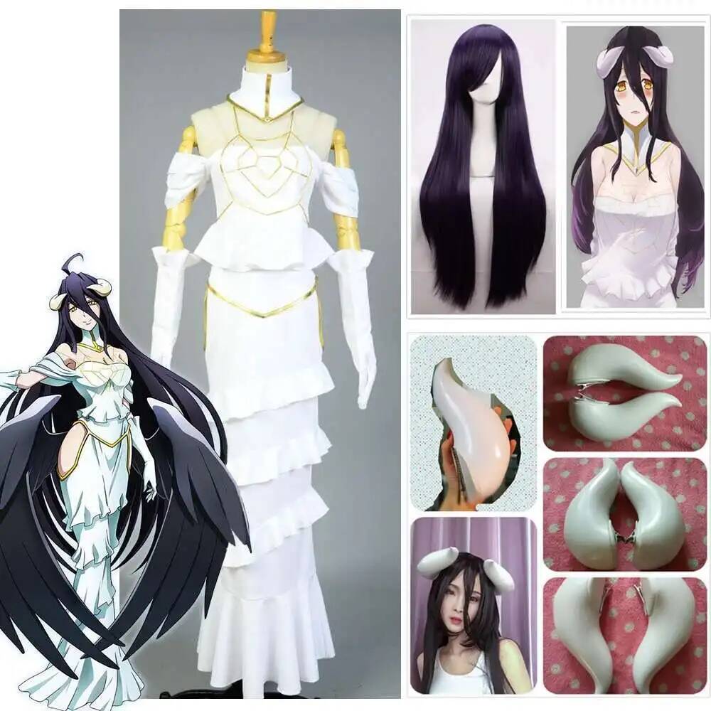 Anime Cosplay Albedo - HOT Overlord Albedo Cosplay White Dress
