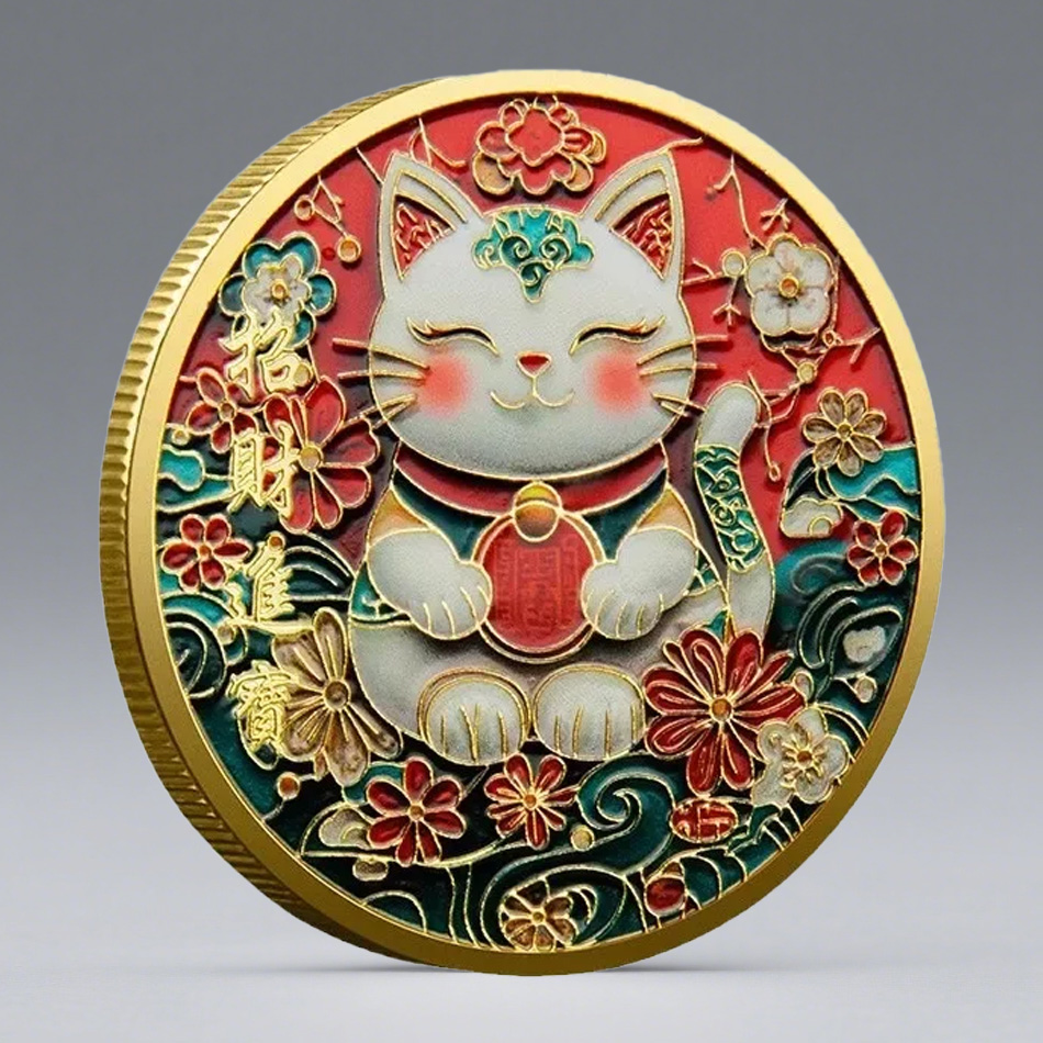 Naruto Headband Metal - Gold Plated Maneki Neko Commemorative Coin