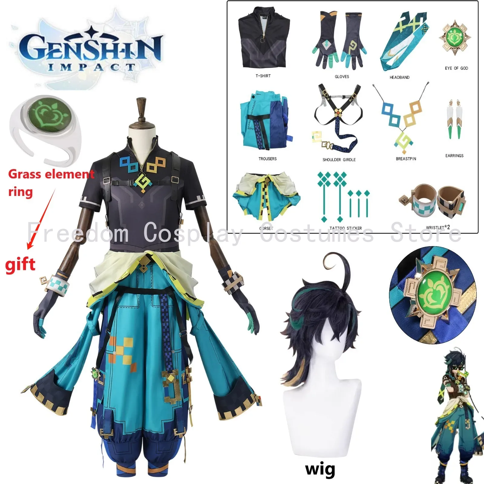 Game Genshin Impact Kinich Cos - Anime Cosplay Wig recension och pris