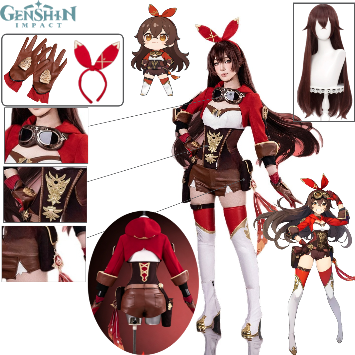 Genshin Impact Amber Cosplay C - Anime Cosplay Glasses recension och pris